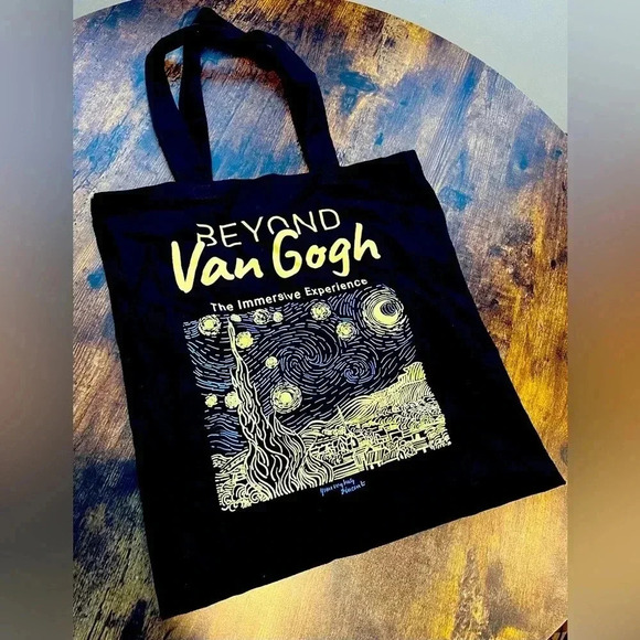 Q-TEES Handbags - Q-TEES | Beyond Van Gogh The Immersive Experience tote bag.